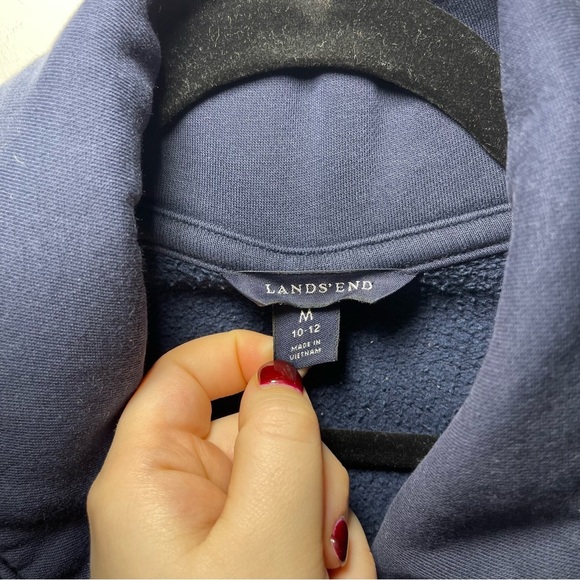 Land's End women's Navy long sleeve button down shawl collar cardigan in size M - Picture 4 of 9